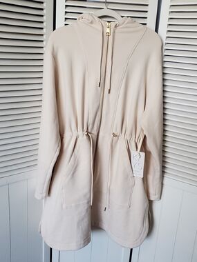 🔥 NWT Athleta x Alicia Keys Embrace Jacket Full Zip Cream Beige Hooded Size XL